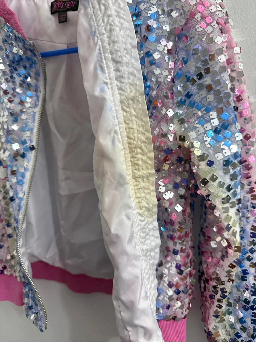 Justice Pink & Silver Sequin Dance Bomber Jacket